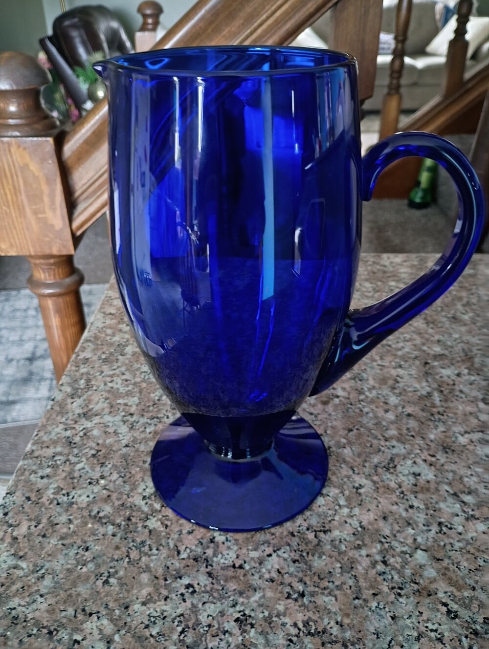 Cobalt Blue Glass Pitcher, Approximately 8.5" Tall, 3.5" Wide